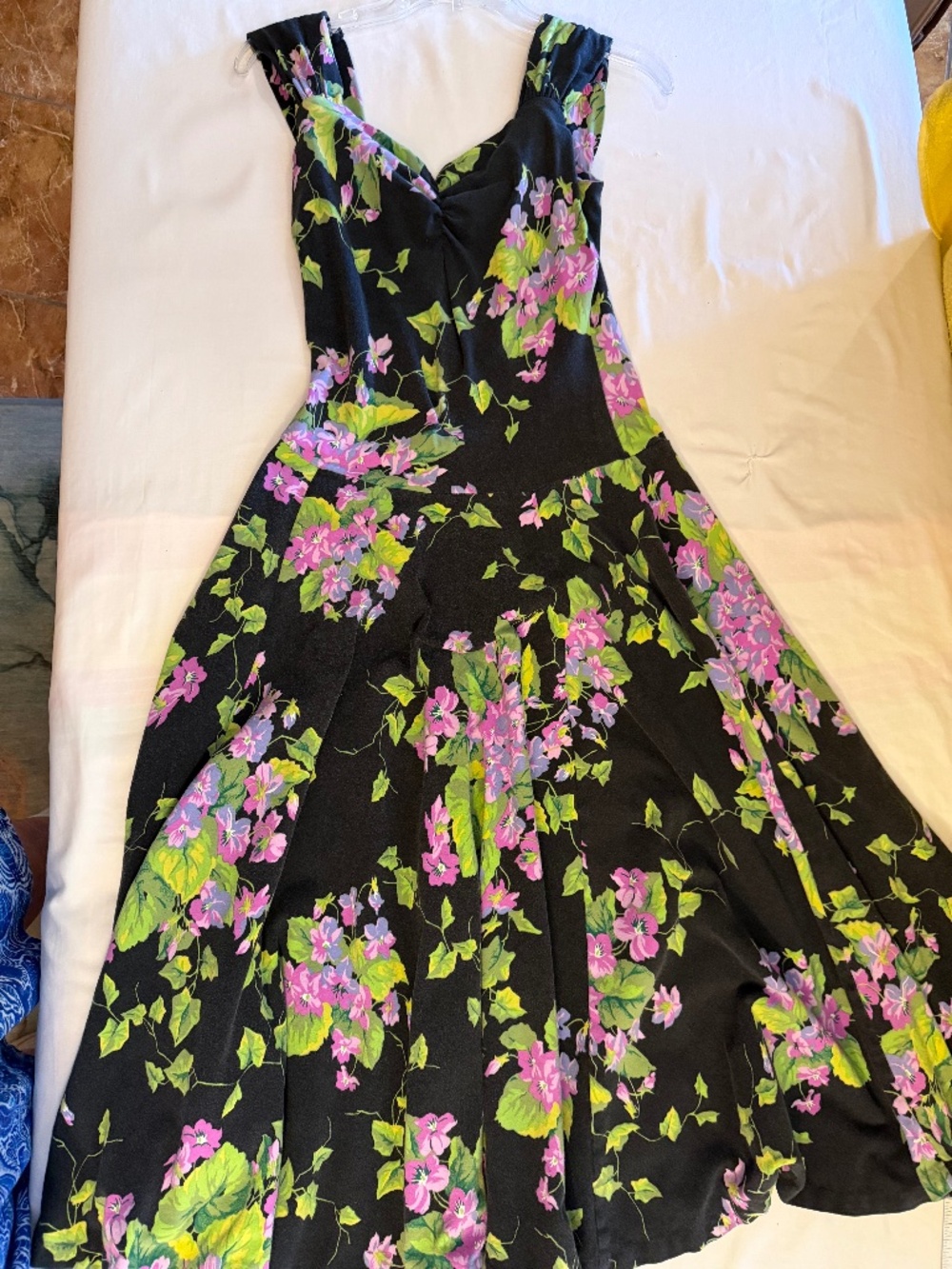 Vintage 90s Betsey Johnson Floral Midi Dress Red Face Tag Made in USA - Medium